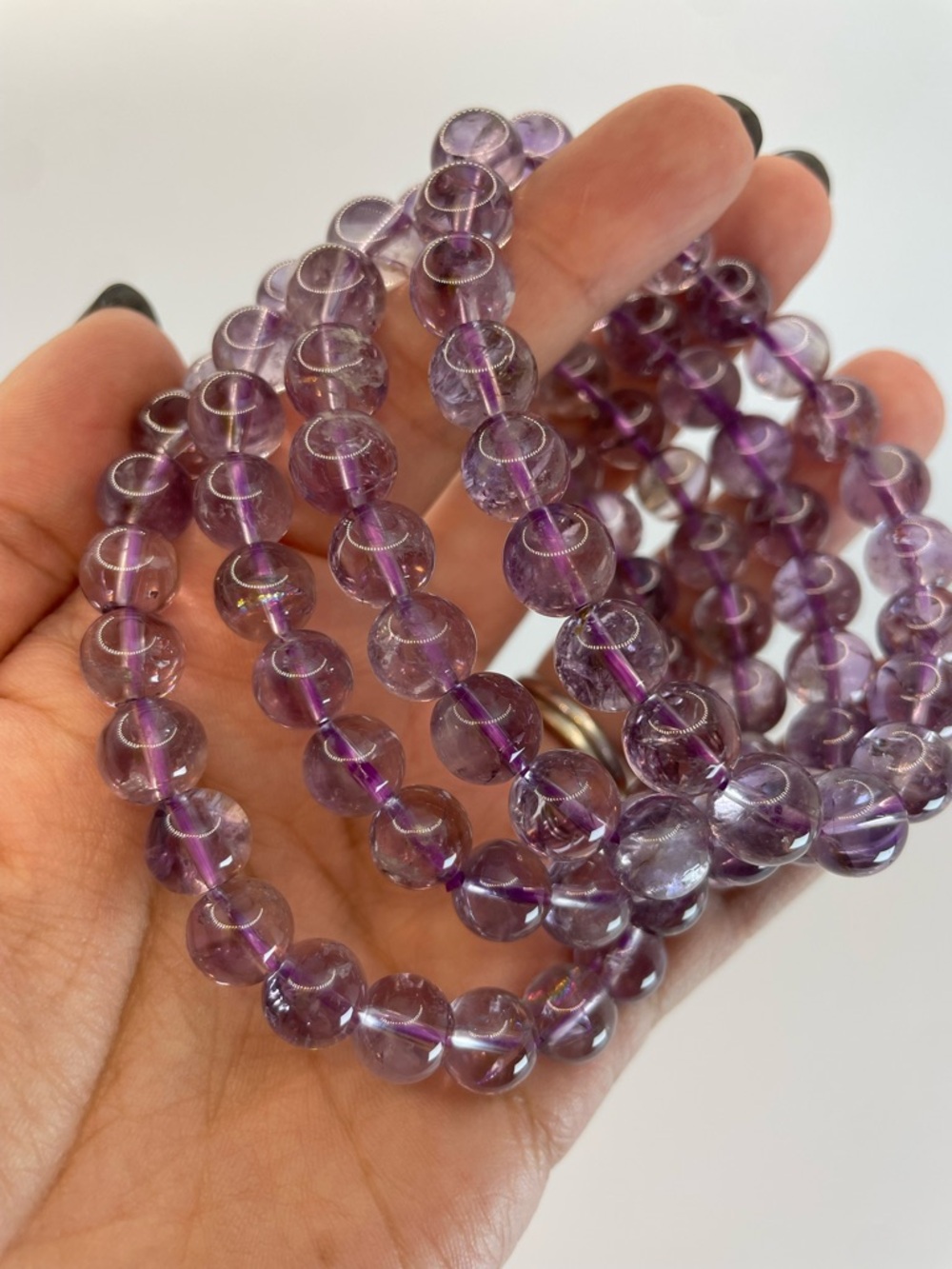 ONE Brazilian Amethyst Beaded Stretch Bracelet - 8.5-9mm (0064)